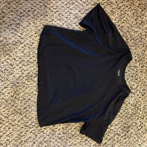 Girls Black Short Sleeve Workout Top